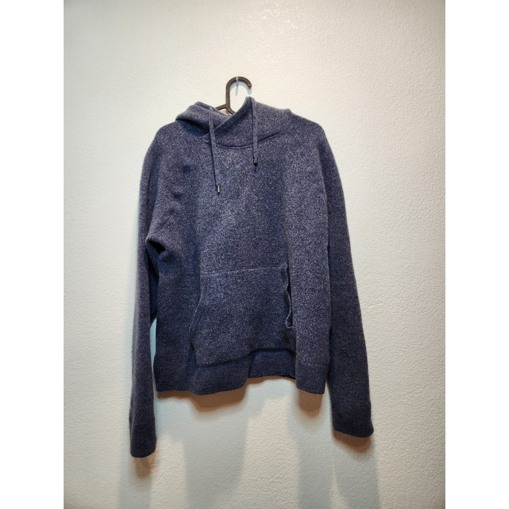 Vince 100% Wool Hoodie Womens L Blue Knit Pullover Luxury Minimalist